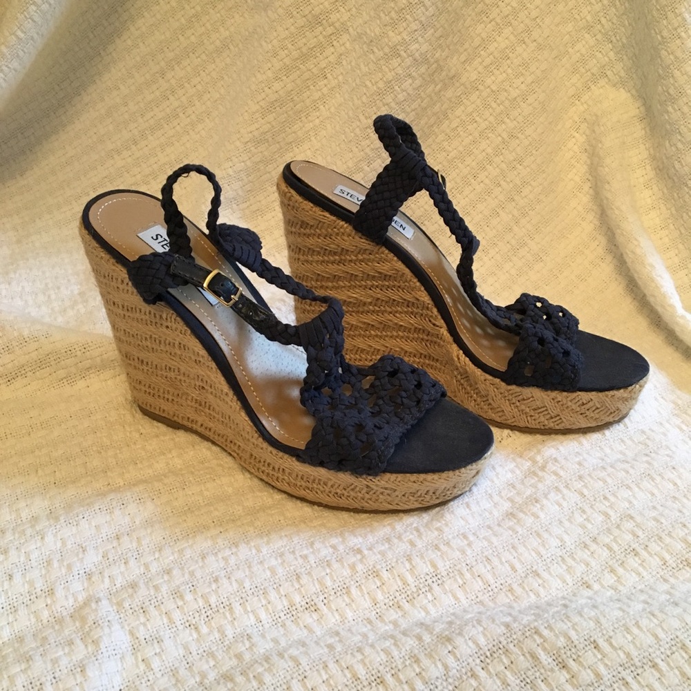Navy Steve Madden Wedge Shoe - Picture 2 of 5